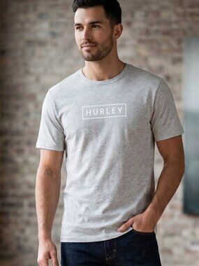 2/$40 Hurley Men's Grey Logo Graphic T-Shirt M Medium Short Sleeve Tee Top NWT